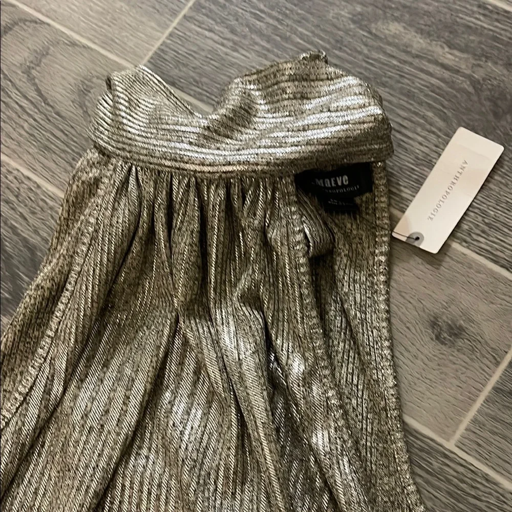 Anthropologie Maeve Metallic Silver Skirt - Picture 3 of 9